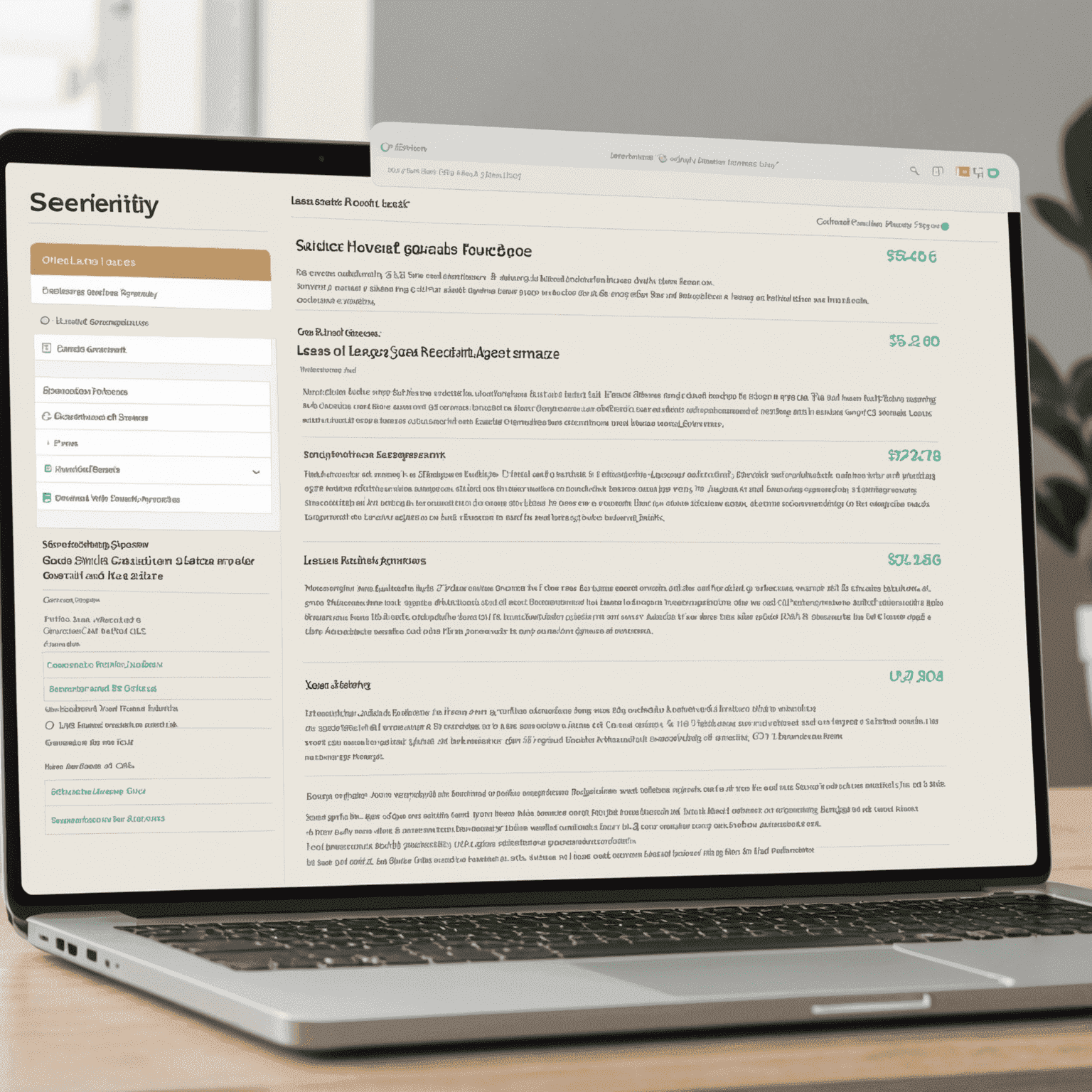 A screenshot of Serendipity Goods' online lease review tool, showing an interactive interface for analyzing lease agreements